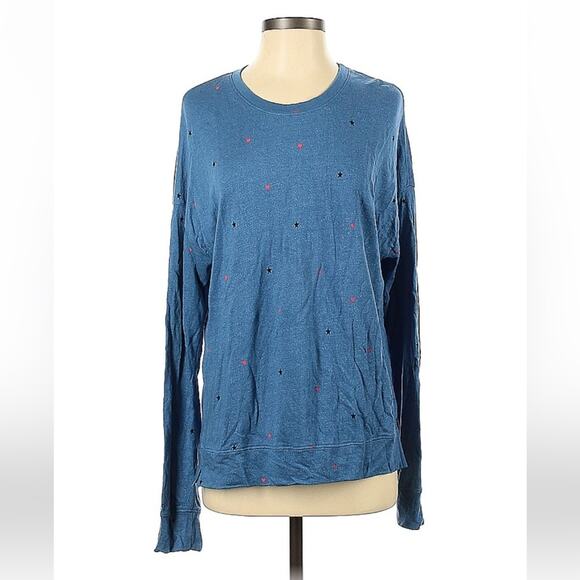 Sundry Blue Long Sleeved Heart Star Print Sweatshirt - Picture 2 of 10